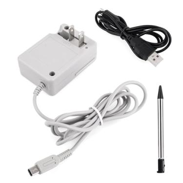 Imagem de Carregador & Canetas Stylus & Cabo Curto, Adaptador AC Compatíveis com 3DSXL/New 3DS/New 3DS II/2DS/DSi/DSix Cabo Alimentação Substituição com Plugue Parede 100-240V