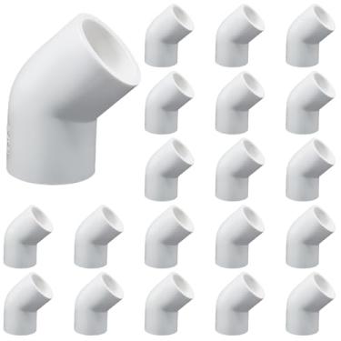 Imagem de Murtenze Pacote com 20 encaixes de tubulação de cotovelo de PVC de 45 graus, encaixe de conector de tubo de grau de móveis bidirecional, adaptador de canto DIY para casa, jardim, encanamento, piscina
