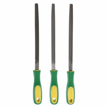 Imagem de HARFINGTON 3 peças, lixa triangular, grossa, média/fina, 20 cm, dentes de corte duplo, aço de alto carbono, lima de plástico para remoção de rebarbação de madeira de metal