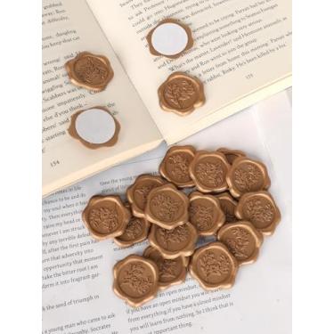 Imagem de 20 peças de adesivos de selo de cera dourada, adesivos de selo de envelope de convite de casamento para casamento, festa, convites, selos de envelope e decoração de embrulho de presente