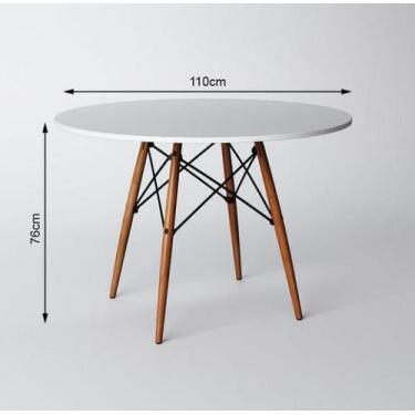 Imagem de Mesa de Jantar Redonda Eiffel Eames 110cm Tampo Madeira Branco - Unive
