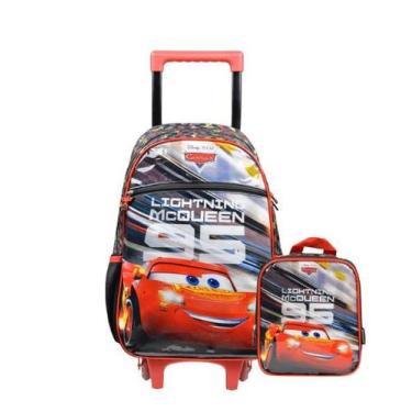 Imagem de Kit Mochila de Rodinha e Lancheira Térmica Infantil Masculina Carros V