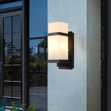 Imagem de Lâmpada de parede LED para exterior Arandelas de parede de metal modernas com abajur de vidro IP65 à prova d'água Iluminação de parede interior/exterior para corredor pátio jardins varanda entrada