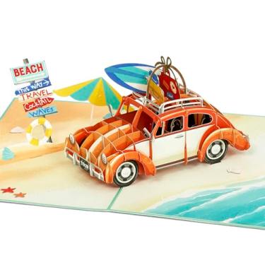 Imagem de POPWOW Cartão pop-up de carro, besouro, nova aventura, cartão de viagem 3D para aniversário, formatura, parabéns, aposentadoria, aniversário de trabalho, Bon Voyage, 5x7 - Inclui envelope e nota de