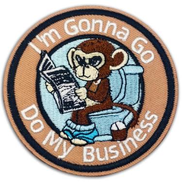 Imagem de Patch de gancho e laço I'm Gonna Go Do My Business, adesivos bordados táticos engraçados, patch de moral animal macaco fofo, acessórios de aplique DIY para mochilas, arreios para cães, coletes do