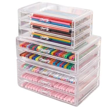 Imagem de Suporte Para Caneta De Mesa, Caixa De Armazenamento De Lápis Acrílico Transparente, Organizador De Papelar(Transparente)