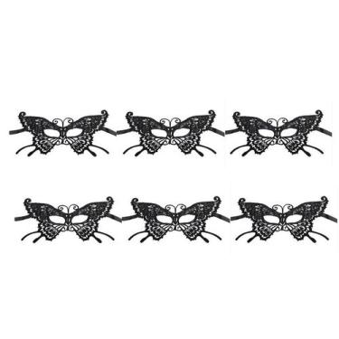 Imagem de Máscara Feminina Em Renda Small Butterfly Preta Kit C/ 6 Pçs - CM Pres