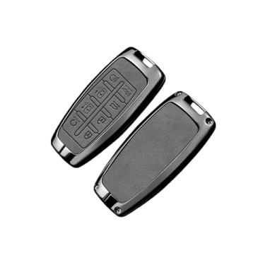 Imagem de Capa de couro para chave de carro, bolsa protetora compatível com hyundai genesis g80 gv70 gv80 gv90 2019 2020 2021 2022, acessórios automotivos(E-grey)