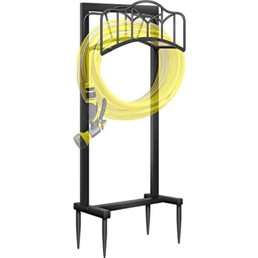 Imagem de SHOMEXTOL Garden Hose Holder -Upgraded Water Hose Holder Holds 150-feet Hose,Freestanding Heavy Duty Hose Hanger,Sturdy Hose Stand and Hose Storage Rack for Lawn & Yard,Black