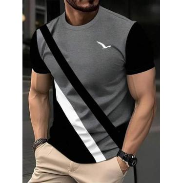 Imagem de Camiseta Masculina De Verão Com Estampa Personalizada, Manga Curta, Co