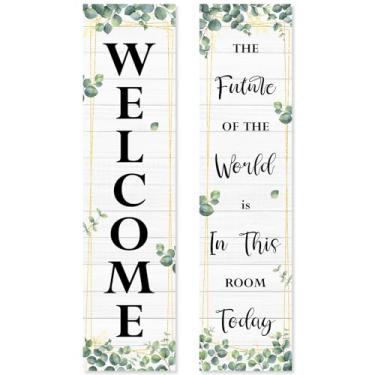 Imagem de Pôster de boas-vindas de eucalipto decorações vegetação inspiradoras pôsteres de sala de aula positivo volta às aulas banner para pré-escola primária ensino médio quadro de avisos decoração