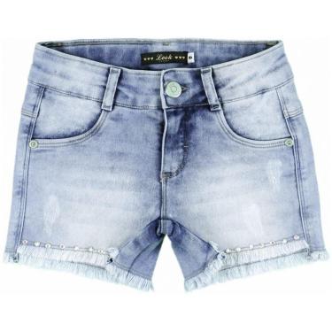 Imagem de Shorts Juvenil Look Jeans Barra Desfiada Jeans - UNICA - 10-Feminino