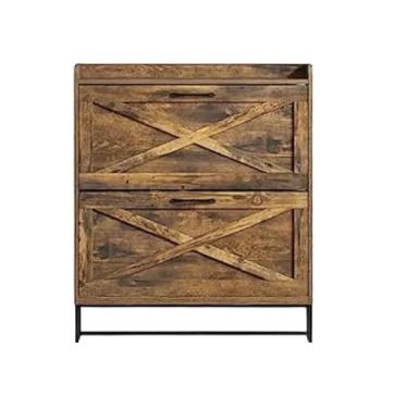 Imagem de Armário de armazenamento de sapatos com 2 gavetas dobráveis, organizador independente com pernas de metal para entrada, rack de sapatos estreito organizador de sapatos