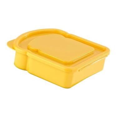Imagem de DimyFew Lancheira Bento para Sanduíches e Torradas, Recipiente para Armazenamento de Legumes e Alimentos, Ideal para Chá da Tarde, Academia Trabalho em Casa, Amarelo