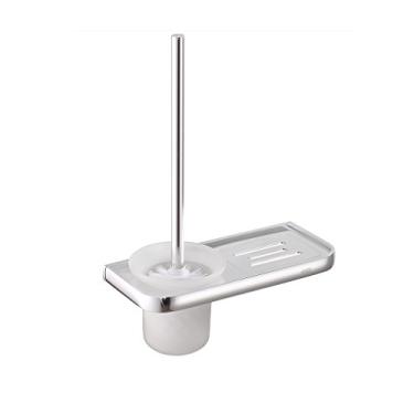 Imagem de Home Life Suporte de escova de vaso sanitário de alumínio moderno simples conjunto de copos de vidro para banheiro montado na parede prateleira multifuncional materiais de proteção ambiental à prova