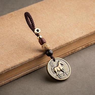 Imagem de 12 pingentes de signo do zodíaco com chaveiro pingente decorativo estilo chinês, adequado para colecionar e presentear (cavalo)