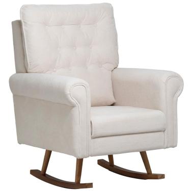 Imagem de Poltrona De Amamentação Com Balanço Base Milka Encanto D02 Bouclê Off White C-200 - Lyam Decor