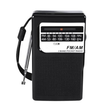 Imagem de Bingxue Rádio portátil AM/FM com alto-falante, rádio CA ou bateria AM FM para viagens com entrada de fone de ouvido de 3,5 mm e sintonizador de frequência, antena telescópica