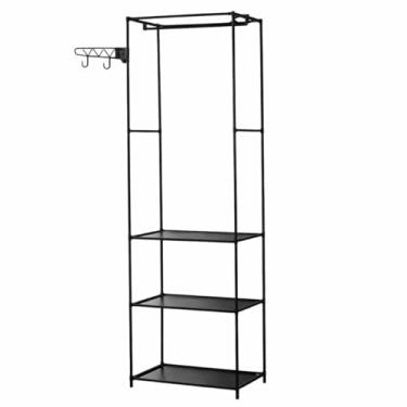 Imagem de Arara Cabideiro com Sapateira 1 Coluna Armário Organizador (Preto)