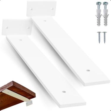 Imagem de rio design99 – mão francesa cantoneira invisível – ferro aço suporte para prateleira reforçada resistente industrial madeira bancada estante (branco fosco, 40cm)