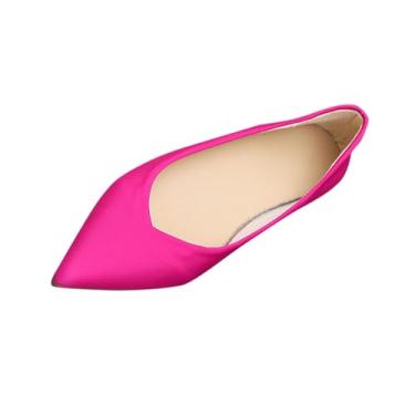 Imagem de Sandálias rasteiras femininas versáteis casuais de salto baixo plus size com sola macia para primavera verão profissional, Rosa choque, 38