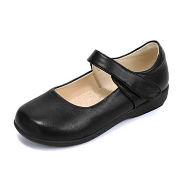 Imagem de PANDANINJIA Sandy Sapatilhas Mary Jane para uniforme escolar para meninas pequenas e grandes, Preto PU R, 11 Little Kid