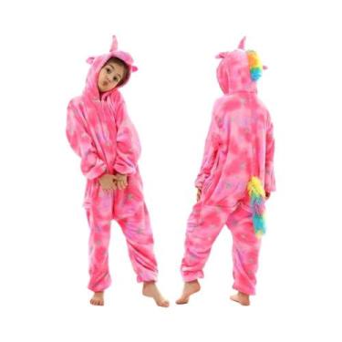 Imagem de Pijamas De Unicórnio Para Crianças, Kigurumi De Flanela Para Meninos E