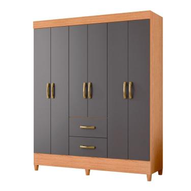 Imagem de Guarda Roupa Mobi 6 Portas 2 Portas Freijo Com Titanium - Albatroz