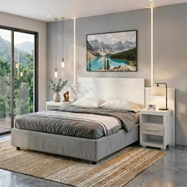 Imagem de Cabeceira Com Criados Ajustável Autossustentável Para Cama Box Casa e 