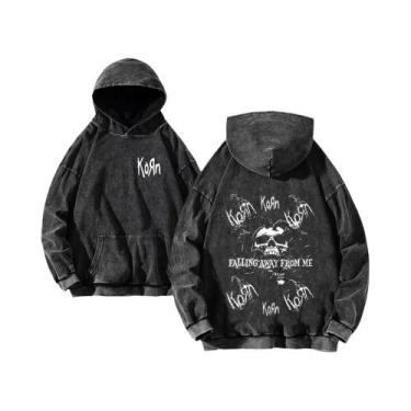 Imagem de Moletom Masculino Vintage De Algodão Lavado Com Capuz, Estilo Hip Hop 