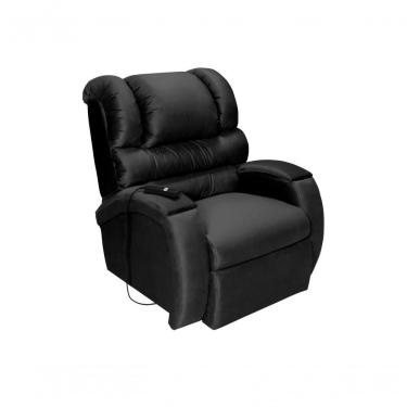 Imagem de Poltrona Reclinável Imperial Motorizada Suede Com Lift E Massageador Preto Império Estofados