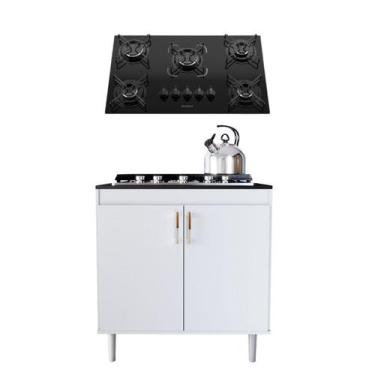 Imagem de Kit Balcão para Cooktop 0,80m Turim com Cooktop 5 Bocas Essencial Itat