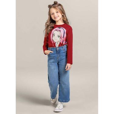 Imagem de Camiseta infantil unissex Naruto Brandili Bordô