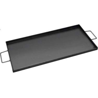 Imagem de Chapa para Fogareiro e Fogão Chapa 25x48cm Ideal para Churrascos e Grelhados Resistente Preto
