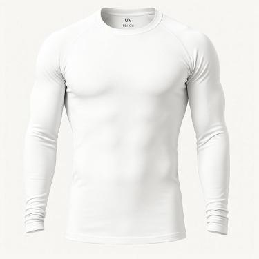 Imagem de Camiseta Térmica Masculina Segunda Pele UV Proteção Solar Manga Longa Compressão-Masculino