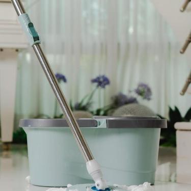 Imagem de Mop Inox Balde Duplo Esfregão 360 graus alta Durabilidade