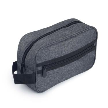 Imagem de Necessaire Grande em Poliéster 300D com Bolso Frontal e Alça Lateral 4L Cinza para Uso Pessoal