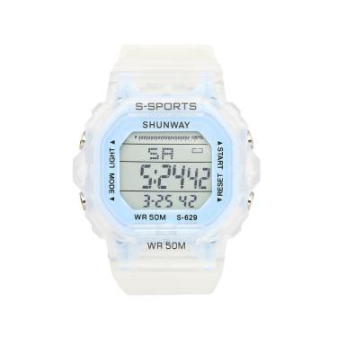 Imagem de Relógio Feminino Digital Esportivo Azul Claro Transparente - Tudo Em Caixa