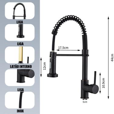 Imagem de Torneira de Cozinha Fbh05310 Monocomando de Mesa em Latão com Spray Extensor Preto OEM