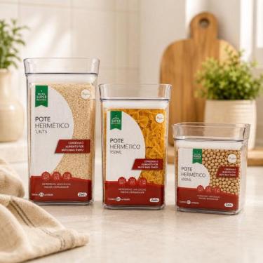 Imagem de Kit Potes Herméticos 3 Pç Organizadores Multiuso Alimentos - Art House