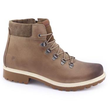 Imagem de Bota Coturno Feminina couro Freeway Bell 3587 salto 4cm, Marrom, 38