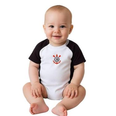 Imagem de Body Bebê Corinthians Branco e Preto Premium Torcida Baby, M