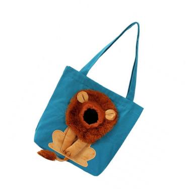 Imagem de Bolsa de Transporte para Pets Braslu BSL3905 Gato Cachorro Estampa Leão Azul Náilon 34CM