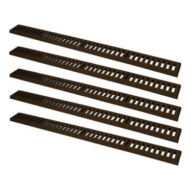 Imagem de Kit 5 Ralo Grelha Linear Caixilho Alumínio Marrom 20x100cm - G.D.A. IN