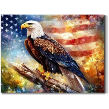 Imagem de Kit de pintura por números 41 x 51 cm em tela Águia com bandeira dos E