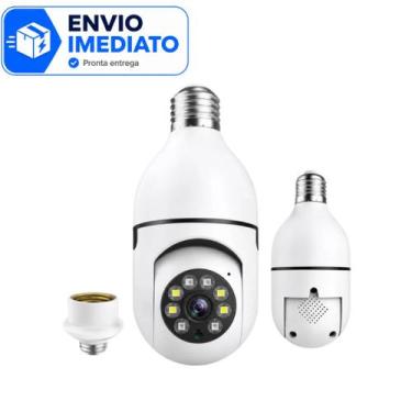 Imagem de Câmera Lâmpada WiFi 360 3MP Soquete E27 Bivolt ICSEE Visão Noturna Áud