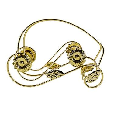 Imagem de Pkfinrd Adegas de vinho de ferro com girassol, flores, decoração de casa, suporte de vinho para artesanato (cor: metálico)