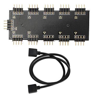 Imagem de Heayzoki Hub divisor de LED RGB, hub RGB de 10 canais para computador, placa-mãe, cabo de extensão de ventilador RGB, para PC Desktop Computer Placa-mãe (12V 4 pinos)
