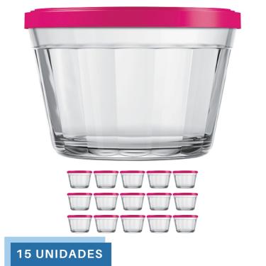 Imagem de 15 Tigela Vidro Americano Tampa Plastica Sortida 1L Nadir