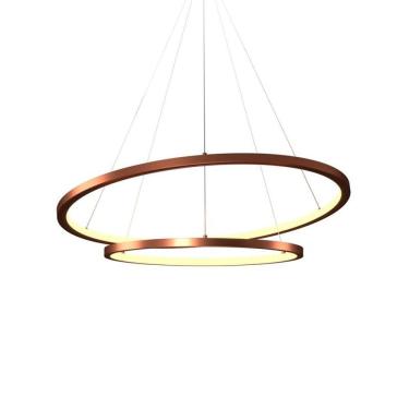 Imagem de Lustre Pendente Orluce Tabat OR1791 com 2 Aros 60/40cm Cobre Led Bivolt